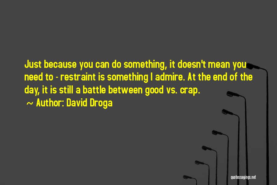 David Droga Quotes: Just Because You Can Do Something, It Doesn't Mean You Need To - Restraint Is Something I Admire. At The