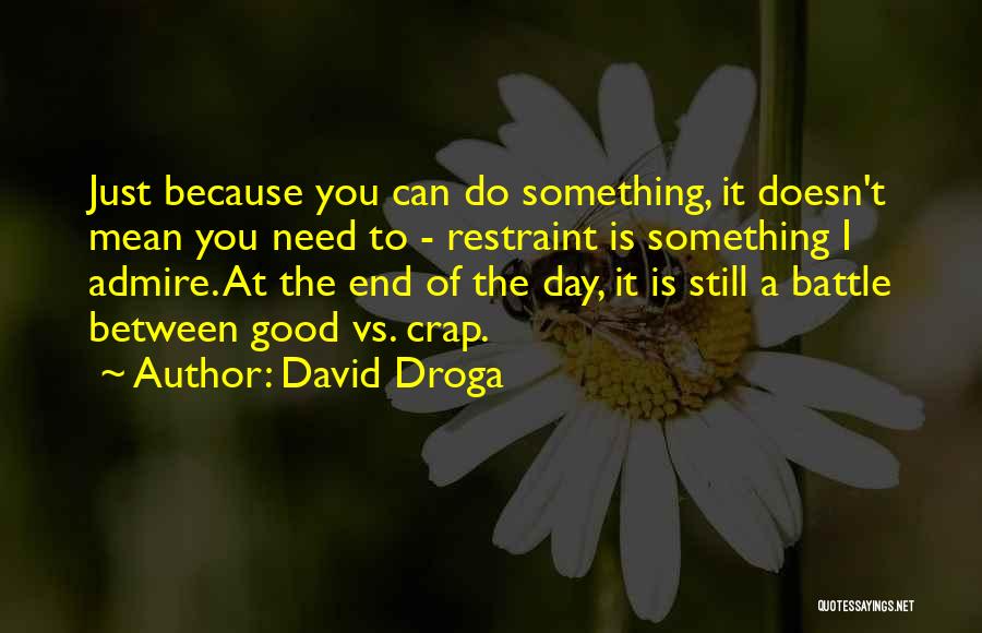 David Droga Quotes: Just Because You Can Do Something, It Doesn't Mean You Need To - Restraint Is Something I Admire. At The