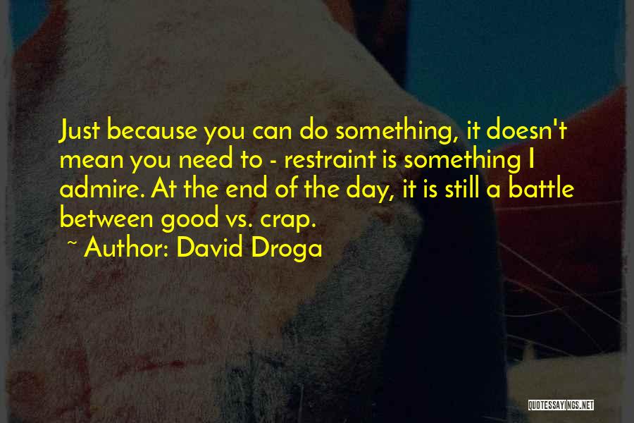 David Droga Quotes: Just Because You Can Do Something, It Doesn't Mean You Need To - Restraint Is Something I Admire. At The