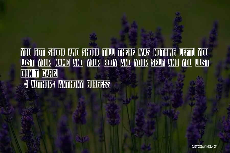 Anthony Burgess Quotes: You Got Shook And Shook Till There Was Nothing Left. You Lost Your Name And Your Body And Your Self