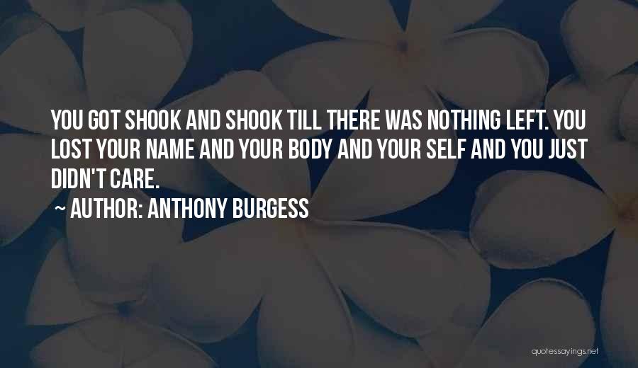 Anthony Burgess Quotes: You Got Shook And Shook Till There Was Nothing Left. You Lost Your Name And Your Body And Your Self