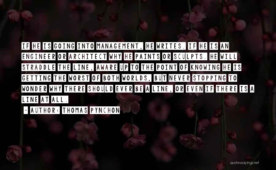 Thomas Pynchon Quotes: If He Is Going Into Management, He Writes. If He Is An Engineer Or Architect Why He Paints Or Sculpts.