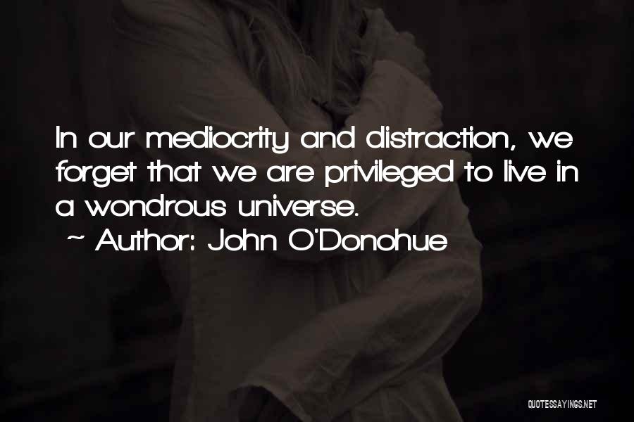 John O'Donohue Quotes: In Our Mediocrity And Distraction, We Forget That We Are Privileged To Live In A Wondrous Universe.