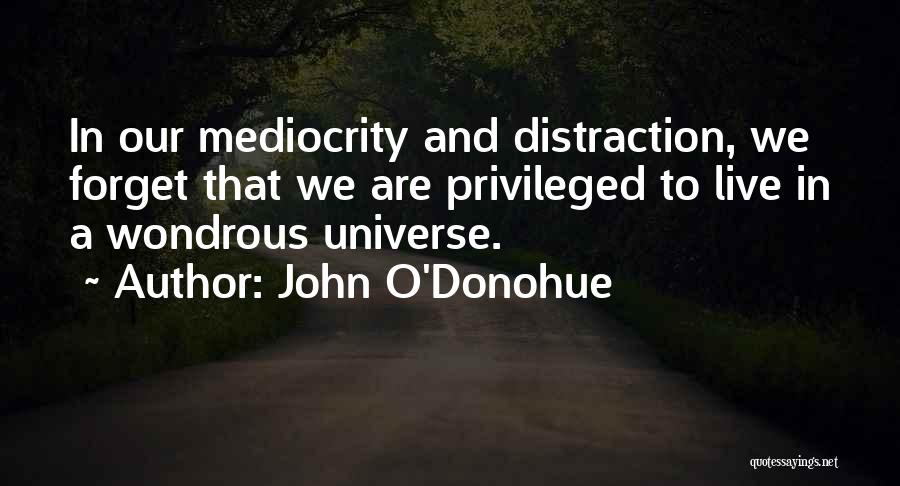 John O'Donohue Quotes: In Our Mediocrity And Distraction, We Forget That We Are Privileged To Live In A Wondrous Universe.