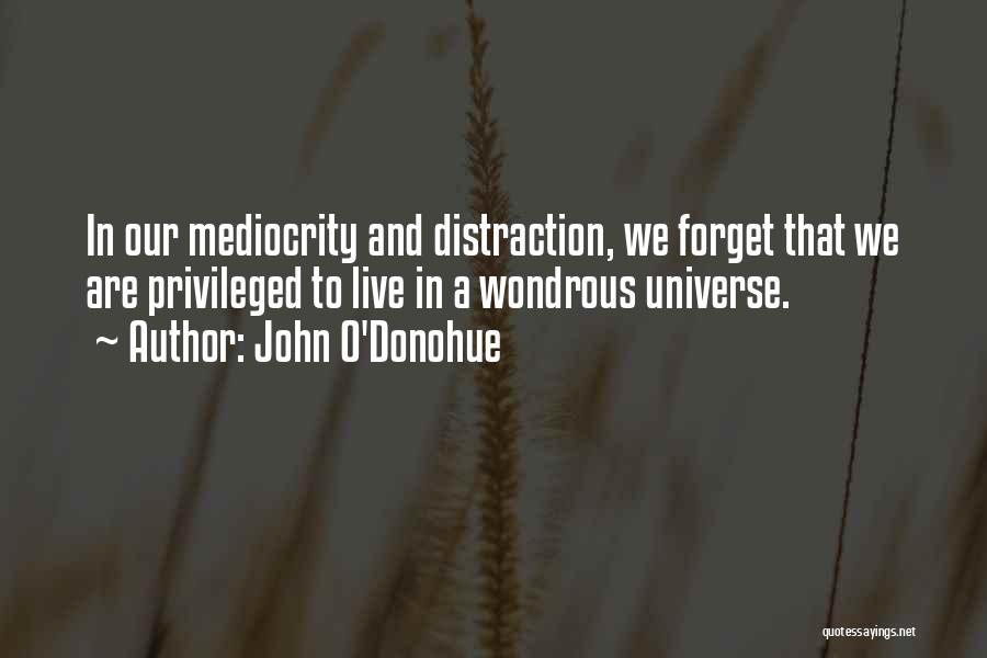 John O'Donohue Quotes: In Our Mediocrity And Distraction, We Forget That We Are Privileged To Live In A Wondrous Universe.