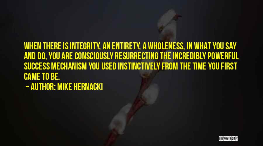 Mike Hernacki Quotes: When There Is Integrity, An Entirety, A Wholeness, In What You Say And Do, You Are Consciously Resurrecting The Incredibly