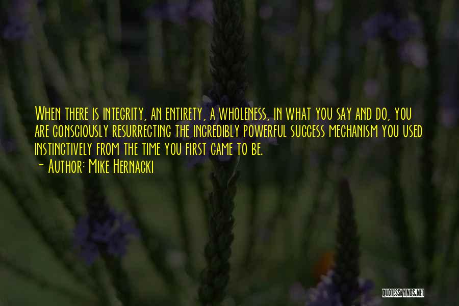 Mike Hernacki Quotes: When There Is Integrity, An Entirety, A Wholeness, In What You Say And Do, You Are Consciously Resurrecting The Incredibly