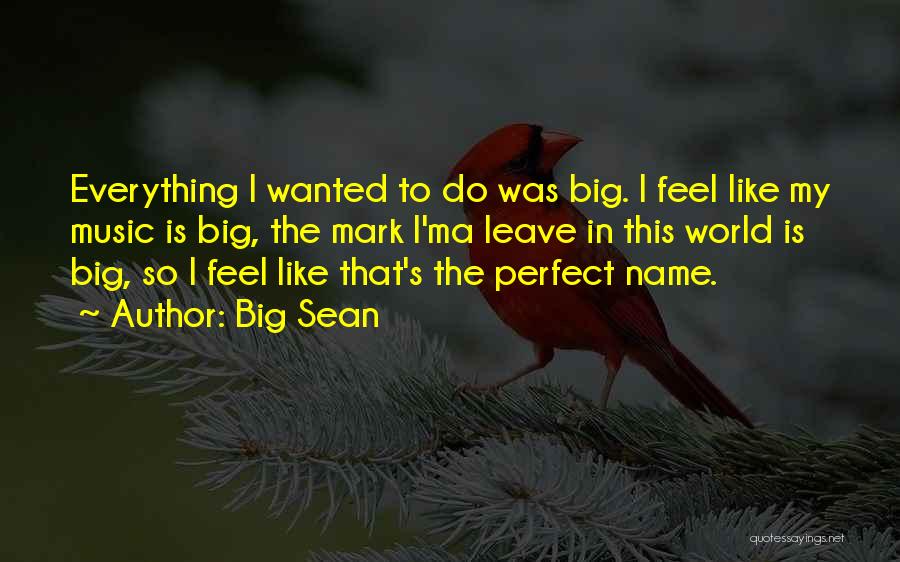 Big Sean Quotes: Everything I Wanted To Do Was Big. I Feel Like My Music Is Big, The Mark I'ma Leave In This