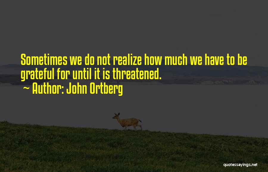 John Ortberg Quotes: Sometimes We Do Not Realize How Much We Have To Be Grateful For Until It Is Threatened.
