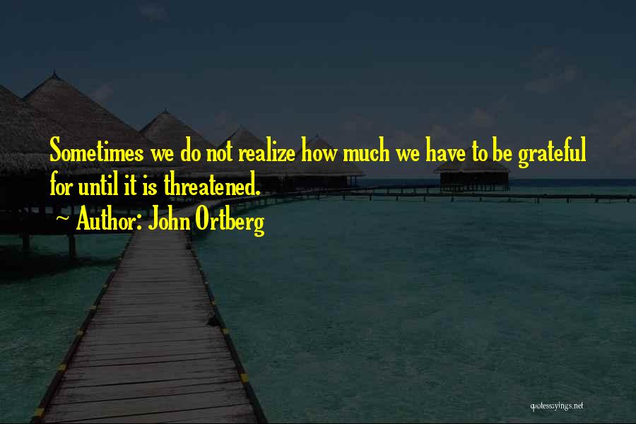 John Ortberg Quotes: Sometimes We Do Not Realize How Much We Have To Be Grateful For Until It Is Threatened.
