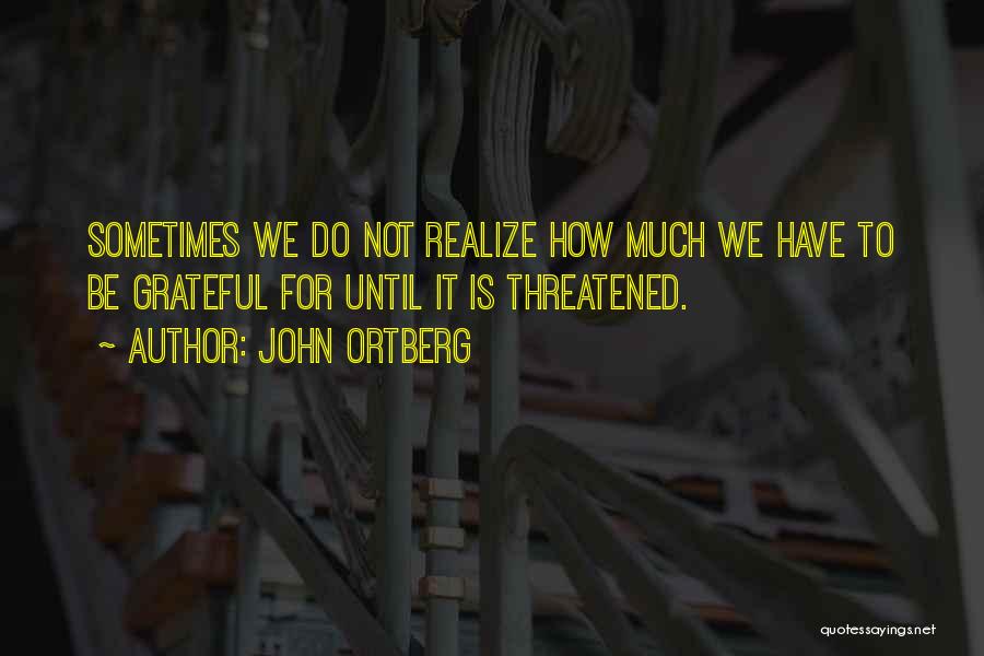 John Ortberg Quotes: Sometimes We Do Not Realize How Much We Have To Be Grateful For Until It Is Threatened.