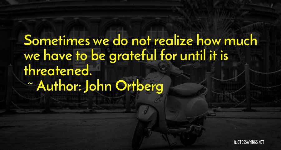 John Ortberg Quotes: Sometimes We Do Not Realize How Much We Have To Be Grateful For Until It Is Threatened.