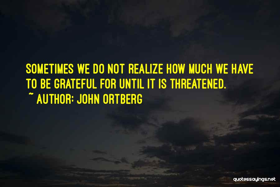 John Ortberg Quotes: Sometimes We Do Not Realize How Much We Have To Be Grateful For Until It Is Threatened.