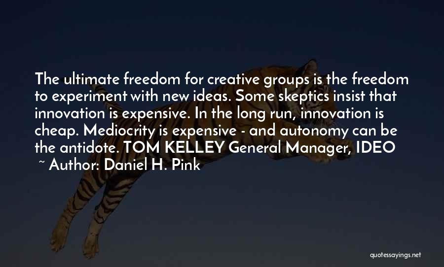 Daniel H. Pink Quotes: The Ultimate Freedom For Creative Groups Is The Freedom To Experiment With New Ideas. Some Skeptics Insist That Innovation Is