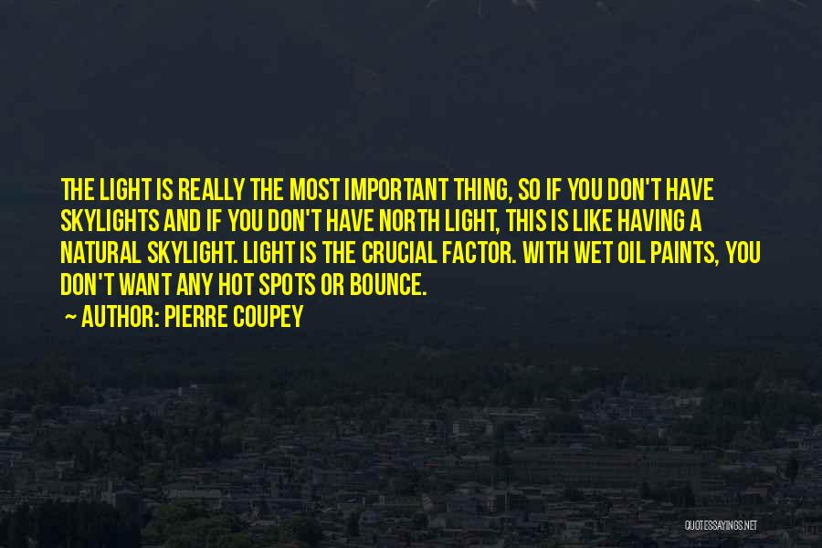 Pierre Coupey Quotes: The Light Is Really The Most Important Thing, So If You Don't Have Skylights And If You Don't Have North