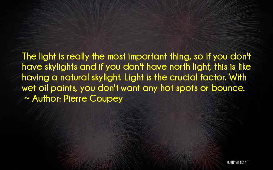 Pierre Coupey Quotes: The Light Is Really The Most Important Thing, So If You Don't Have Skylights And If You Don't Have North