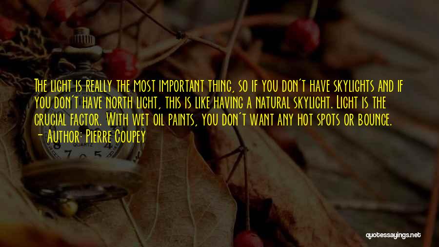 Pierre Coupey Quotes: The Light Is Really The Most Important Thing, So If You Don't Have Skylights And If You Don't Have North