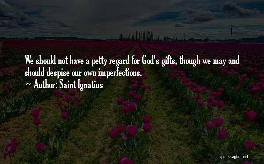 Saint Ignatius Quotes: We Should Not Have A Petty Regard For God's Gifts, Though We May And Should Despise Our Own Imperfections.