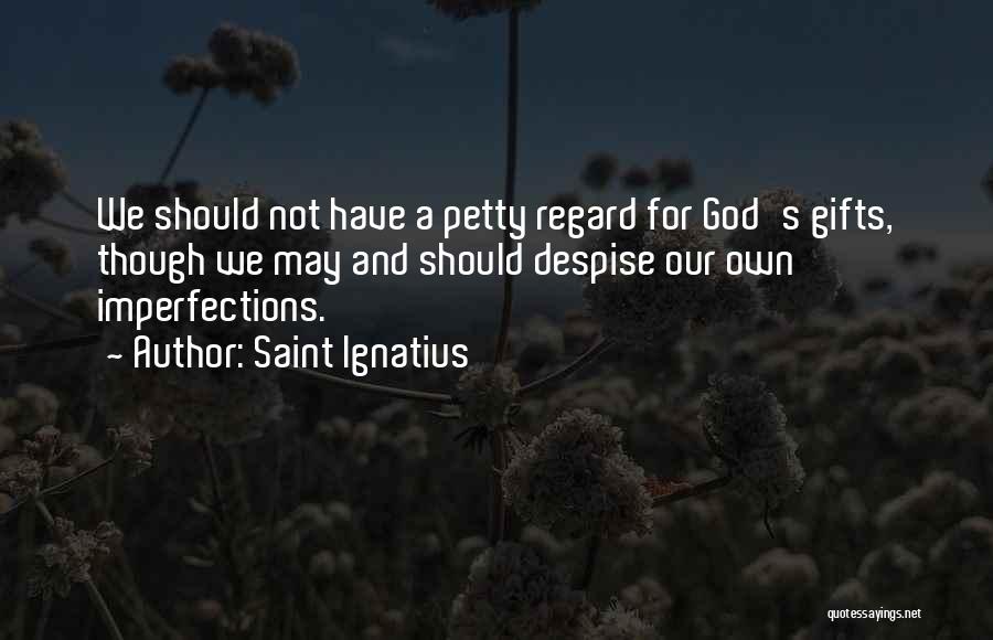 Saint Ignatius Quotes: We Should Not Have A Petty Regard For God's Gifts, Though We May And Should Despise Our Own Imperfections.