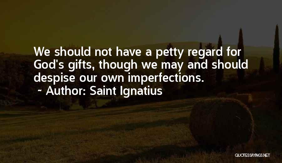 Saint Ignatius Quotes: We Should Not Have A Petty Regard For God's Gifts, Though We May And Should Despise Our Own Imperfections.