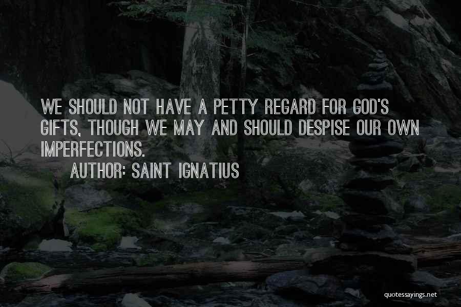 Saint Ignatius Quotes: We Should Not Have A Petty Regard For God's Gifts, Though We May And Should Despise Our Own Imperfections.