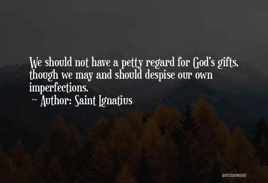 Saint Ignatius Quotes: We Should Not Have A Petty Regard For God's Gifts, Though We May And Should Despise Our Own Imperfections.