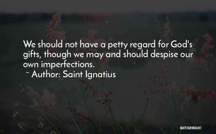 Saint Ignatius Quotes: We Should Not Have A Petty Regard For God's Gifts, Though We May And Should Despise Our Own Imperfections.