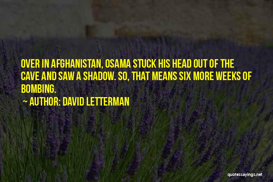 David Letterman Quotes: Over In Afghanistan, Osama Stuck His Head Out Of The Cave And Saw A Shadow. So, That Means Six More