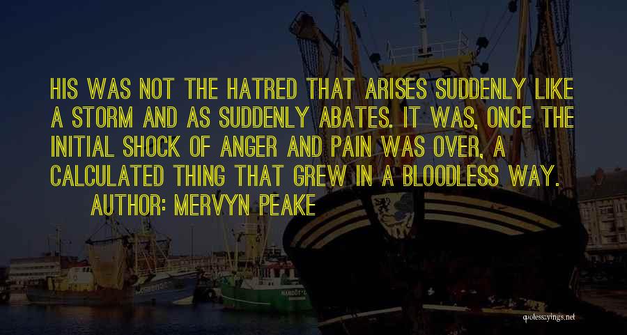 Mervyn Peake Quotes: His Was Not The Hatred That Arises Suddenly Like A Storm And As Suddenly Abates. It Was, Once The Initial