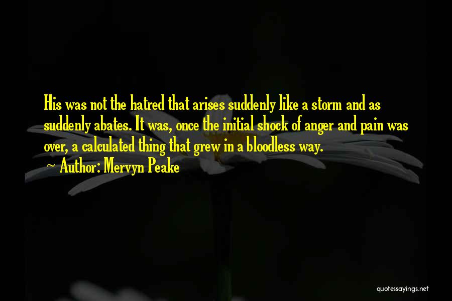 Mervyn Peake Quotes: His Was Not The Hatred That Arises Suddenly Like A Storm And As Suddenly Abates. It Was, Once The Initial