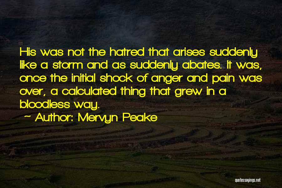 Mervyn Peake Quotes: His Was Not The Hatred That Arises Suddenly Like A Storm And As Suddenly Abates. It Was, Once The Initial