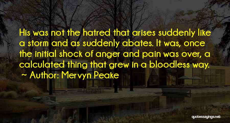Mervyn Peake Quotes: His Was Not The Hatred That Arises Suddenly Like A Storm And As Suddenly Abates. It Was, Once The Initial