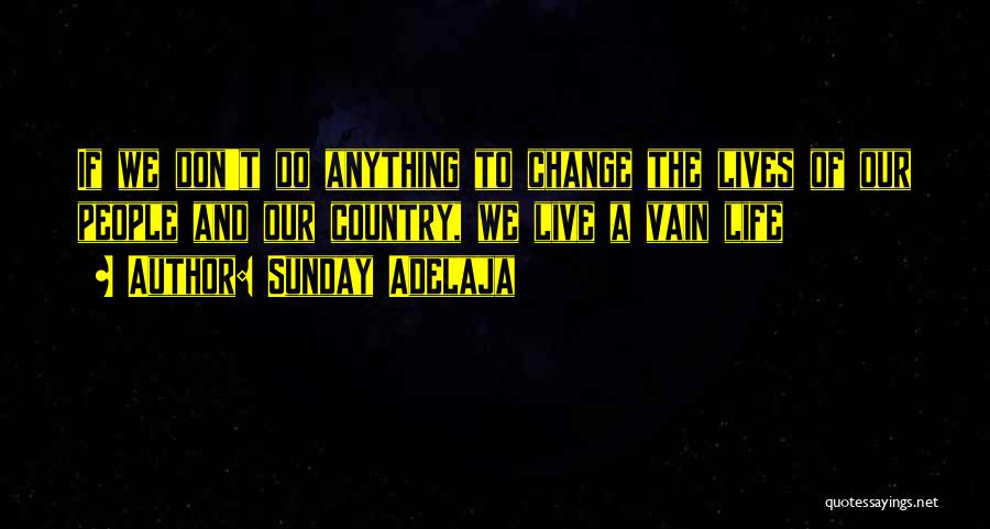 Sunday Adelaja Quotes: If We Don't Do Anything To Change The Lives Of Our People And Our Country, We Live A Vain Life