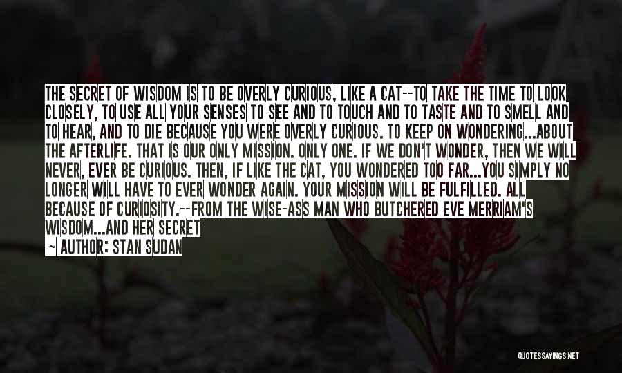 Stan Sudan Quotes: The Secret Of Wisdom Is To Be Overly Curious, Like A Cat--to Take The Time To Look Closely, To Use