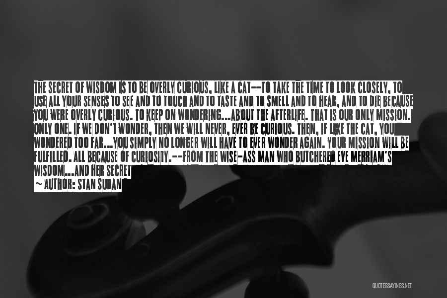 Stan Sudan Quotes: The Secret Of Wisdom Is To Be Overly Curious, Like A Cat--to Take The Time To Look Closely, To Use