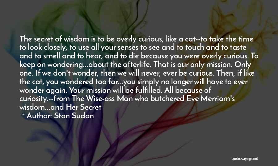 Stan Sudan Quotes: The Secret Of Wisdom Is To Be Overly Curious, Like A Cat--to Take The Time To Look Closely, To Use