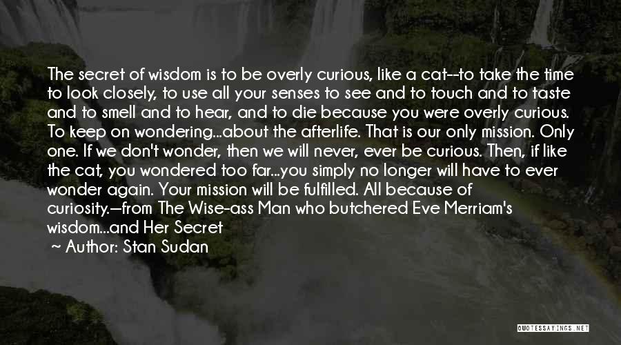 Stan Sudan Quotes: The Secret Of Wisdom Is To Be Overly Curious, Like A Cat--to Take The Time To Look Closely, To Use