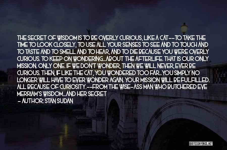 Stan Sudan Quotes: The Secret Of Wisdom Is To Be Overly Curious, Like A Cat--to Take The Time To Look Closely, To Use