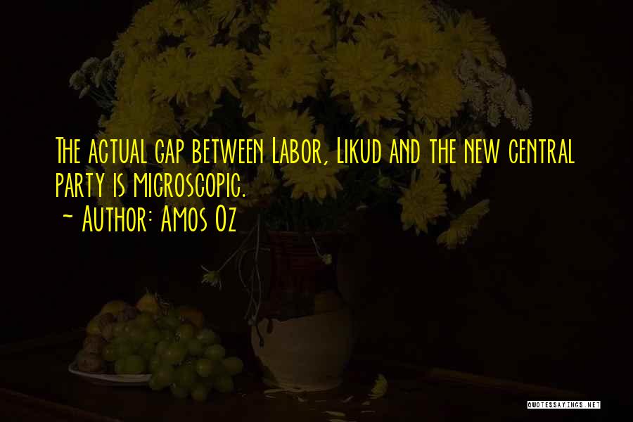 Amos Oz Quotes: The Actual Gap Between Labor, Likud And The New Central Party Is Microscopic.