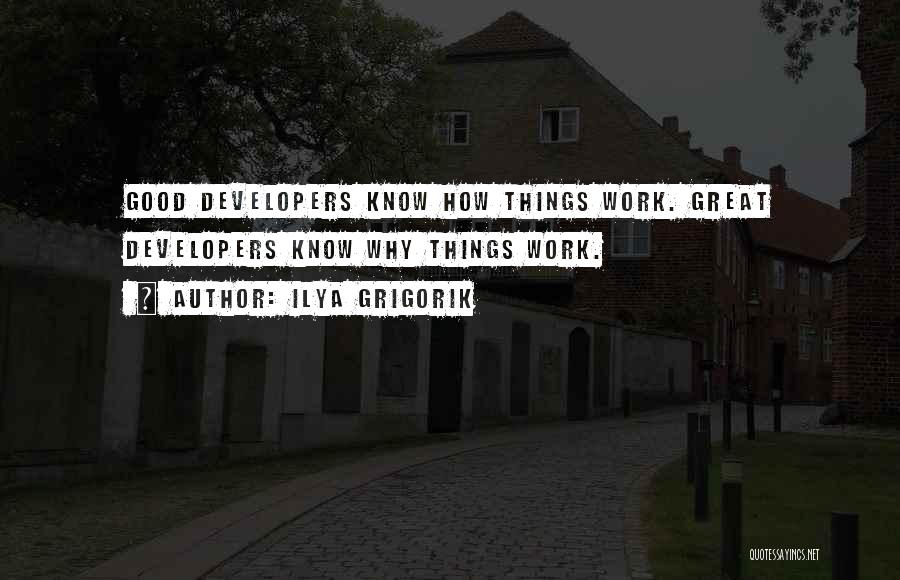 Ilya Grigorik Quotes: Good Developers Know How Things Work. Great Developers Know Why Things Work.