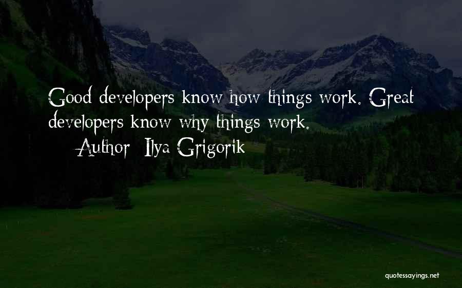 Ilya Grigorik Quotes: Good Developers Know How Things Work. Great Developers Know Why Things Work.