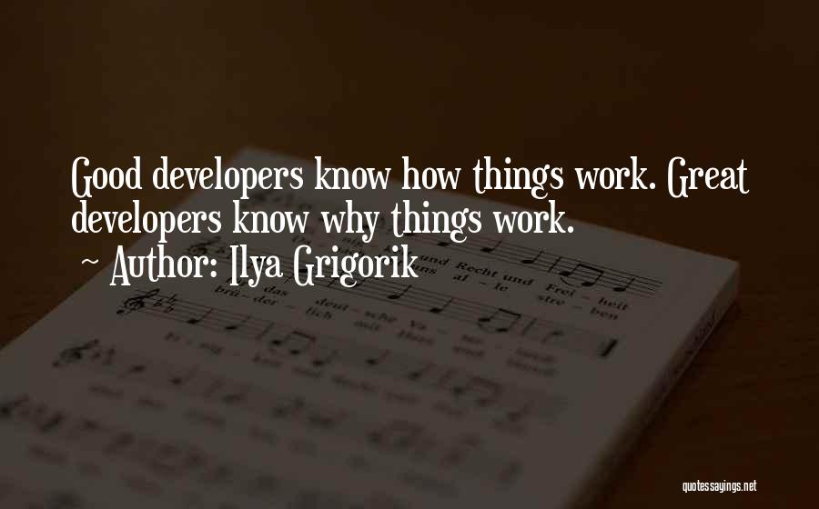 Ilya Grigorik Quotes: Good Developers Know How Things Work. Great Developers Know Why Things Work.