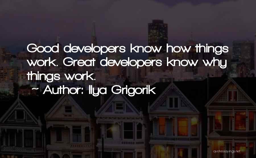 Ilya Grigorik Quotes: Good Developers Know How Things Work. Great Developers Know Why Things Work.