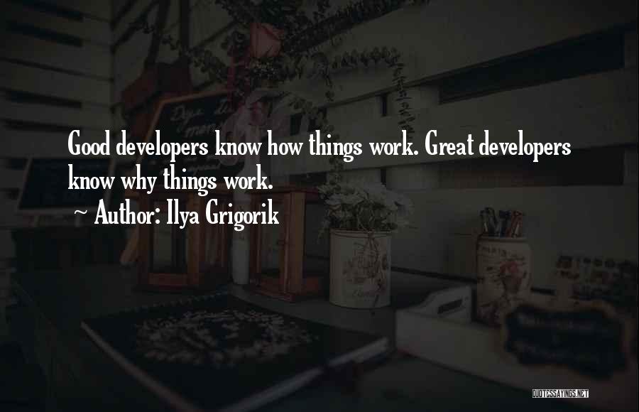 Ilya Grigorik Quotes: Good Developers Know How Things Work. Great Developers Know Why Things Work.