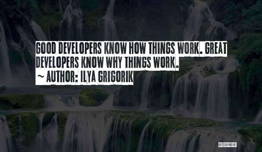 Ilya Grigorik Quotes: Good Developers Know How Things Work. Great Developers Know Why Things Work.