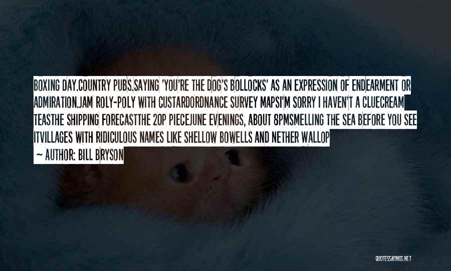 Bill Bryson Quotes: Boxing Day.country Pubs.saying 'you're The Dog's Bollocks' As An Expression Of Endearment Or Admiration.jam Roly-poly With Custardordnance Survey Mapsi'm Sorry