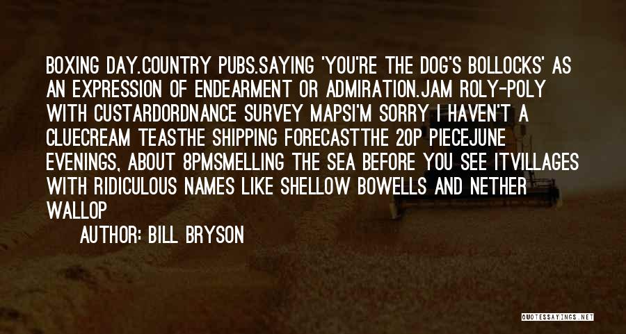 Bill Bryson Quotes: Boxing Day.country Pubs.saying 'you're The Dog's Bollocks' As An Expression Of Endearment Or Admiration.jam Roly-poly With Custardordnance Survey Mapsi'm Sorry
