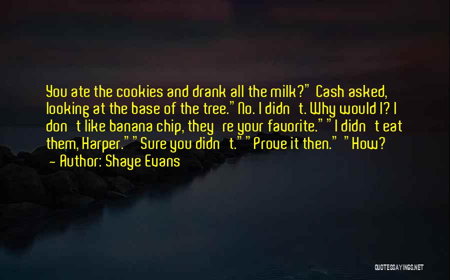 Shaye Evans Quotes: You Ate The Cookies And Drank All The Milk? Cash Asked, Looking At The Base Of The Tree.no. I Didn't.