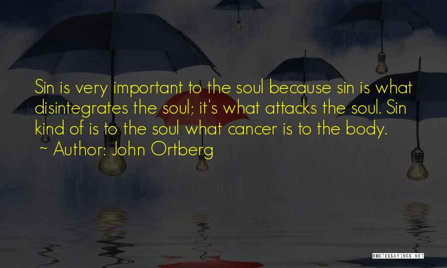 John Ortberg Quotes: Sin Is Very Important To The Soul Because Sin Is What Disintegrates The Soul; It's What Attacks The Soul. Sin