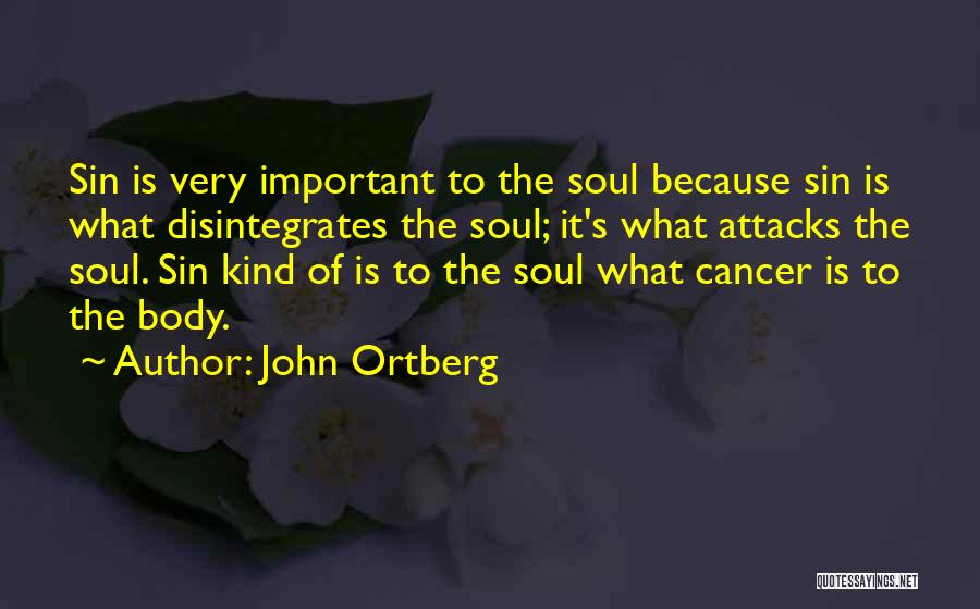 John Ortberg Quotes: Sin Is Very Important To The Soul Because Sin Is What Disintegrates The Soul; It's What Attacks The Soul. Sin